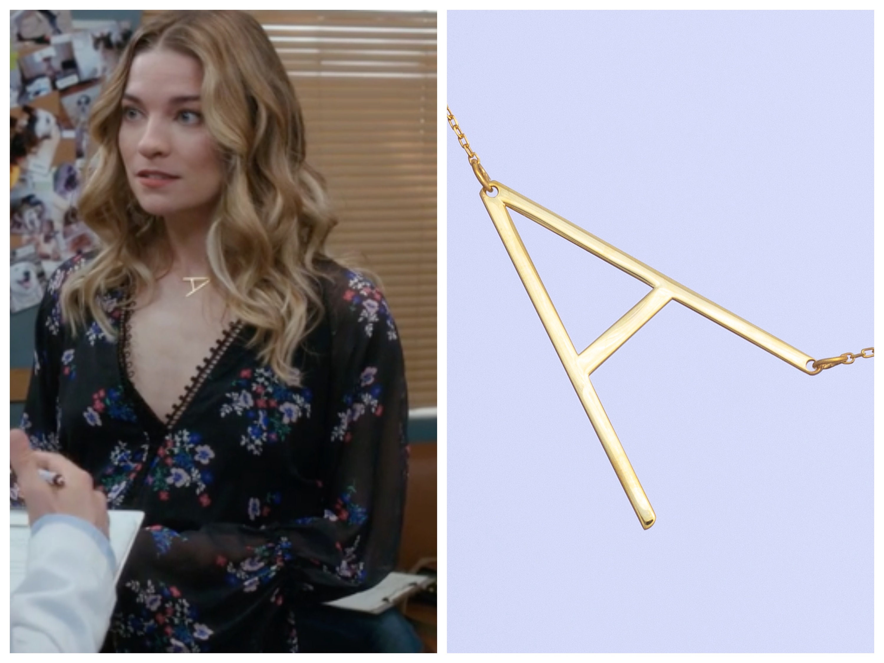 Alexis Necklace, Large Initial Sideways Icon Gold Letter Schitt's Creek's Star Alexis' Necklace