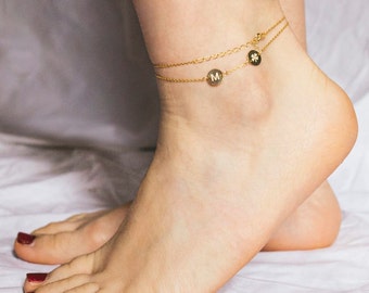 Initial Anklet, Star Anklet, Birthstone Anklet, Heart Anklet, Cross Anklet, Gold Anklet, Sterling Silver Anklet, Personalized Anklet,