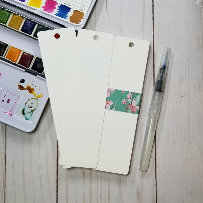 Long Watercolor Bookmarks, White Watercolor Paper, Blank, 6-1/2
