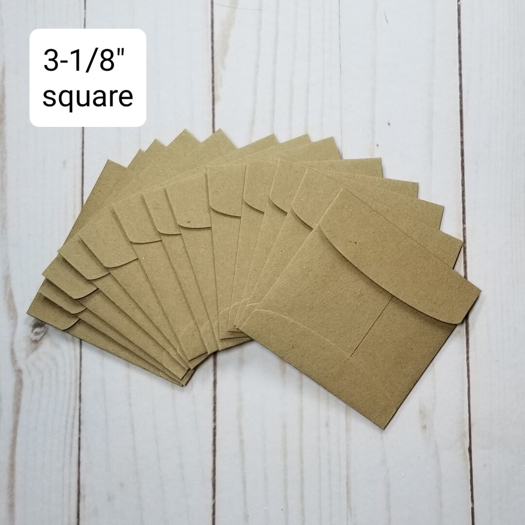 100 Small Kraft Envelopes, 31/8 Square, Grocery Bag Kraft Envelopes