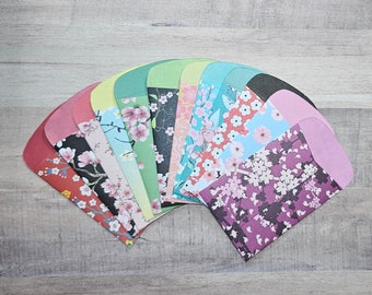 100 Small coin envelopes, 3-5/8" tall by 2-1/2" wide, with non-adhesive flaps, inserts available, Gorgeous Japanese paper envelopes