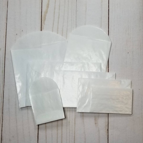 Glassine envelope assortment, Set of 35, Assorted sizes, White glassine, perfect for your junk journal!