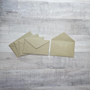 25 Small Kraft business card envelopes, 3-5/8" wide by 2-1/4" tall, Gift card envelopes with non-adhesive flaps