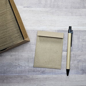 100 enveloppes pour pièces de monnaie kraft 3 x 4, enveloppe pour carte ATC, paquets de stockage de graines avec rabats non adhésifs, encarts disponibles