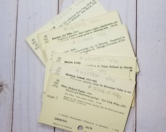 Set of 50 vintage library catalog cards, 3" x 5", Great for a junk journal or collage!