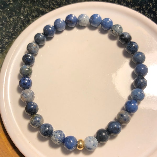 6mm Genuine South Africa Dumortierite Stretch Bracelet Spiritually Enhancing handmade to order