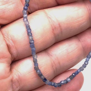 2mm Cube Silvery Blue Kyanite Gemstone Bracelet: Sterling Silver Accent, Micro Faceted image 3