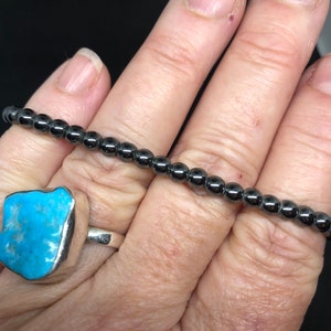 Natural Hematite 4mm round Bracelet Healing Bracelet Gemstone Bracelet • clarity • Grounding •Root Chakra•