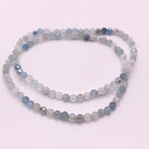 Dainty Aqua Marine 3mm Gemstone Micro Faceted AAA Grade Bracelet Healing Bracelet Gemstone Bracelet