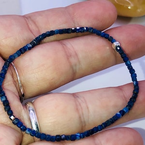 Natural Lapis Lazuli 2mm Cubes Gemstone Micro Faceted AAA Grade Bracelet Healing Bracelet Gemstone Bracelet Stone of Truth and Friendship