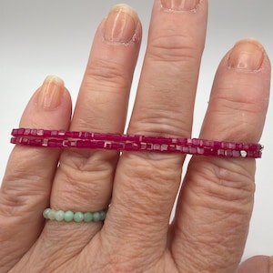 2mm Cube Faceted Lab-grown Red Ruby Bracelet: Sterling Silver Accent, sterling silver accent