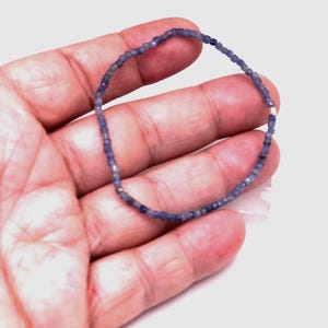 2mm Cube Silvery Blue Kyanite Gemstone Bracelet: Sterling Silver Accent, Micro Faceted image 5