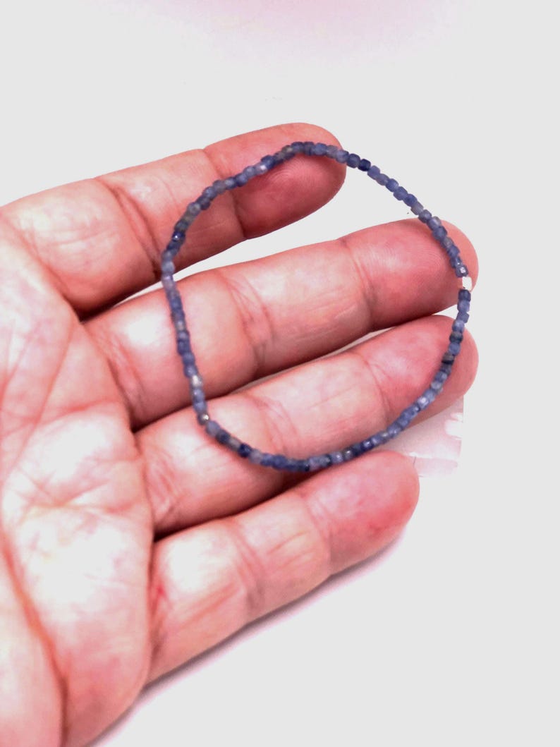 2mm Cube Silvery Blue Kyanite Gemstone Bracelet: Sterling Silver Accent, Micro Faceted image 5