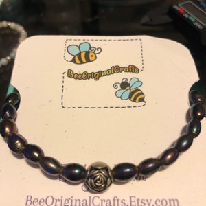 5-6 mm Peacock Rainbow Rice Pearls Freshwater Stretch Bracelet Gift for her Stackable bracelets