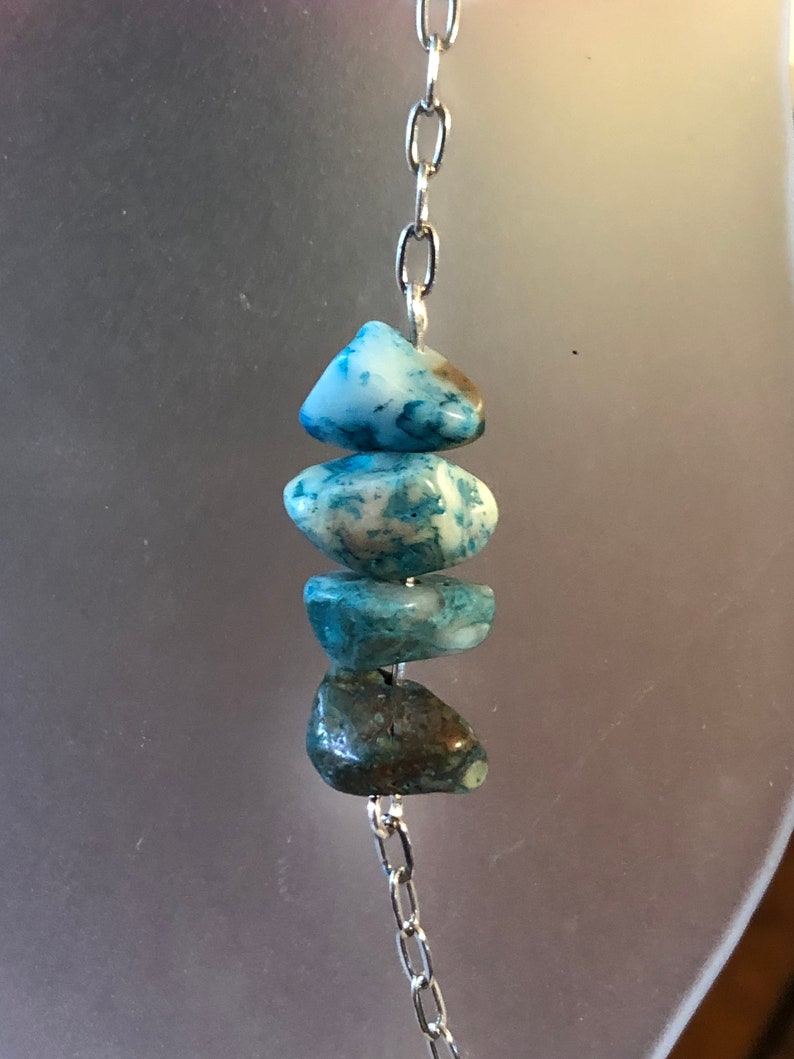 African Turquoise and stainless steel cable bracelet made to order 6.5-8.5 inch long