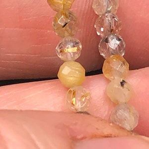 3.5mm Rutilated Golden Quartz micro-faceted AAA Grade Genuine Healing Gemstone Bracelet • determination• self control • manifest •