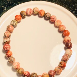 6mm Leopard Skin Jasper Matte Gemstone Stretch Bracelet •Jaguar stone• strength• vitality •