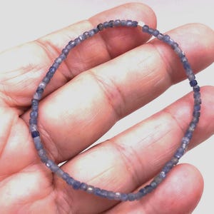 2mm Cube Silvery Blue Kyanite Gemstone Bracelet: Sterling Silver Accent, Micro Faceted image 4