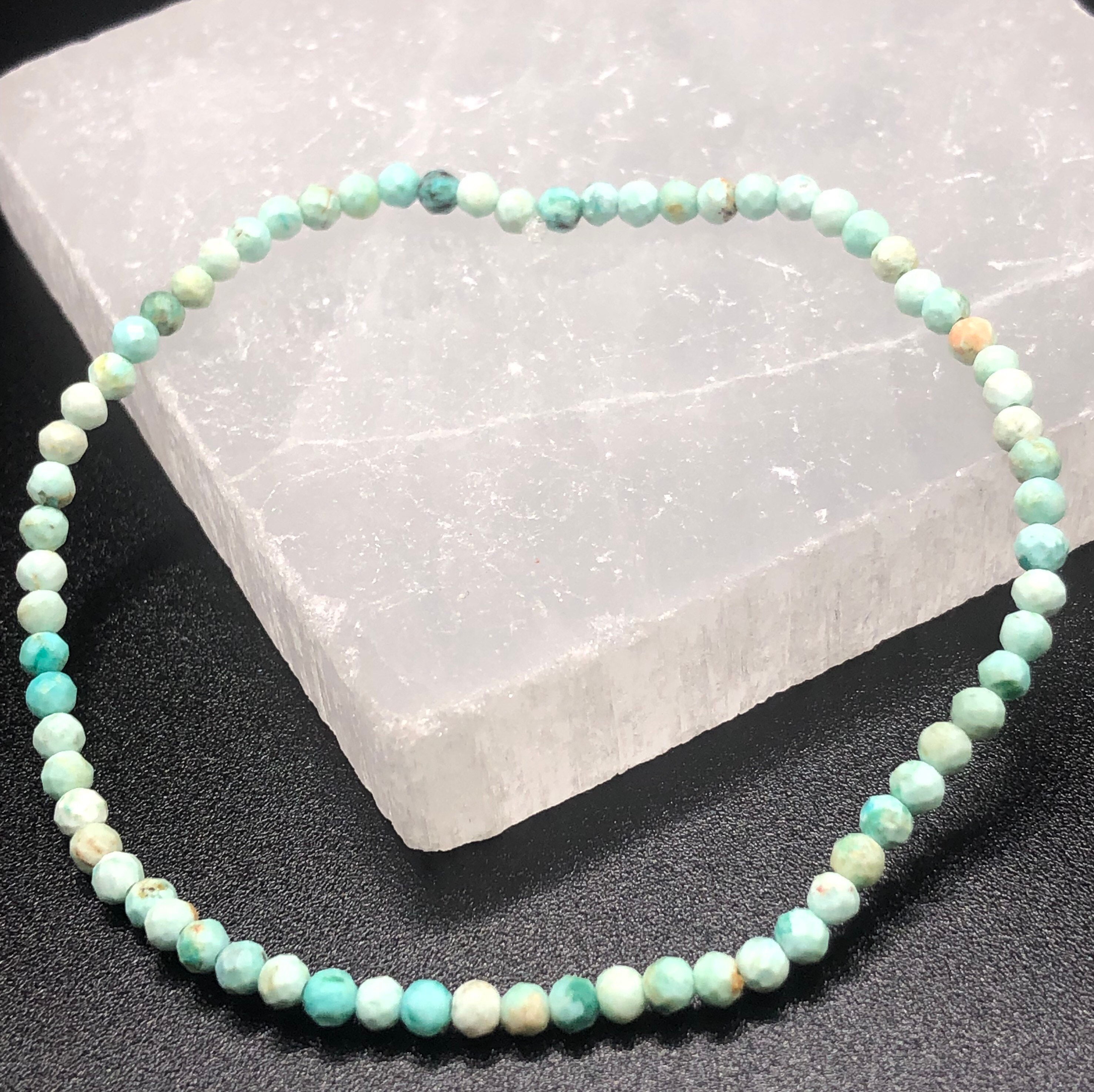 Natural 3mm Peruvian Turquoise / Chrysocolla Grade AAA bracelet Healing bracelet Micro-faceted  • Tranquility • Serenity • Peace •