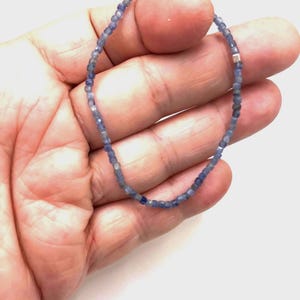 2mm Cube Silvery Blue Kyanite Gemstone Bracelet: Sterling Silver Accent, Micro Faceted image 2