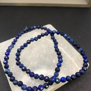 Dyed Lapis Lazuli 4mm Micro Faceted Grade AA Bracelet Gemstone Bracelet • love,  harmony and protection in relationships • Stone of Truth
