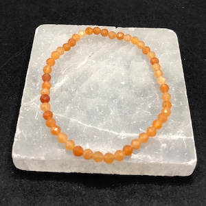 Orange Aventurine 4mm micro-faceted AAA Stretch Bracelet gemstone healing • focus • enhance creativity • willpower