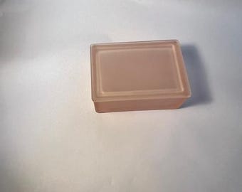 Vintage Pink Frosted Glass Jewelry/Trinket Box With Lid