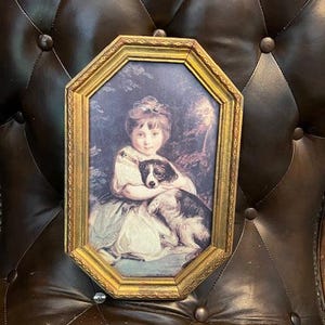 レイノルズの少女と犬の絵画&彫刻額縁 レイノルズの少女と犬の絵画&彫刻額縁 レイノルズの少女と犬の