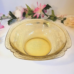 Vintage 1930s Madrid AmberFederal Glass Company Depression Glas Runde Obstschale