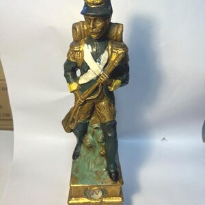 Vintage Hand painted Ceramic Napoleon Soldier Veridiana Cetti Italy Red Wine Decanter Rare