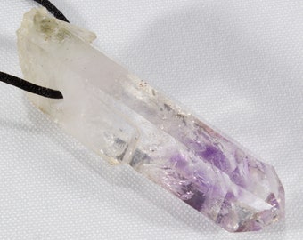 natural specimen and fitted with Cord Enhydro Brandberg Quartz Point Pendant