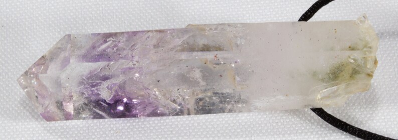 natural specimen and fitted with Cord Enhydro Brandberg Quartz Point Pendant