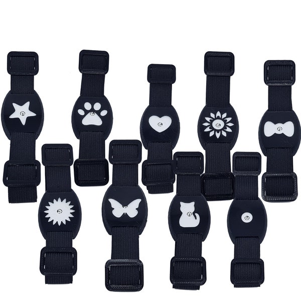 Maßgeschneidertes Freestyle Libre Sensor Armband zum Schutz des Sensors. Alternative zu Patches oder Stickern. Schwarz Weiß Schleife Katze Stern Herz Rund.