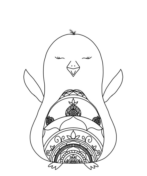 Cute Penguin Mandala Art Printable | Etsy
