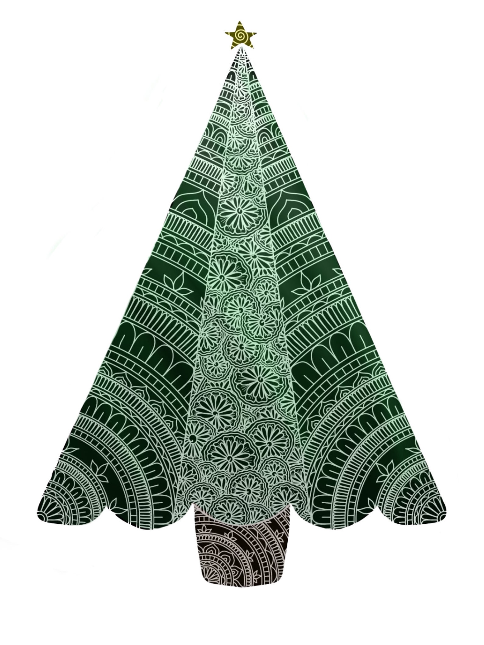 Christmas Tree Mandala in Colour Art Printable, Holiday Printable, Christmas Tree, Green, Merry ...