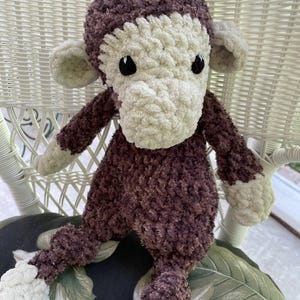 MONKEY KNOTTED SNUGGLER, Monkey Lovey, Monkey Stuffed Plushie, Monkey Toy, Baby Knotted Mini, Crochet Monkey