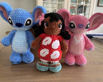 BLUE ALIEN STITCH, Pink Alien Angel and Lilo Plushies