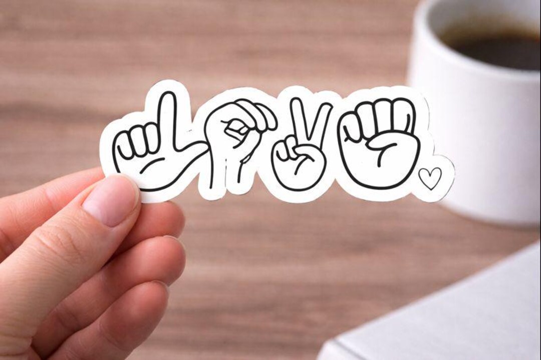 ASL Love Sticker | Sign Language Love Hand Sign Decal | Minimal Line ...