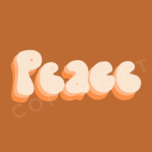 Digital Art Print Peace Retro Boho Brown Peace Wall Art 60s 70s Retro Decor Nursery Decor Kids Bedroom DIGITAL DOWNLOAD image 2