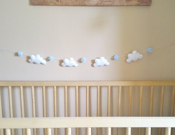 Clouds Garland Handmade Felt Wall Hanging Child Baby Bedroom