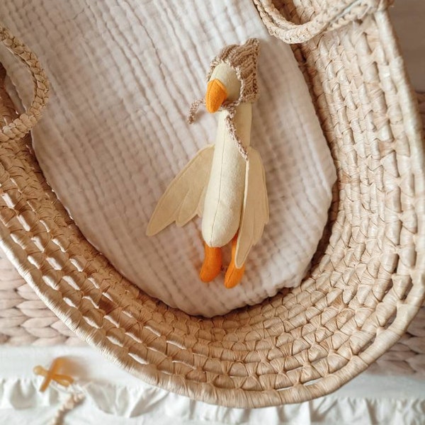 Handmade Felt Odd Duck | Boho Animal Teddy Plushie |  Quirky Stuffed Bird Goose Duck Doll Feltie
