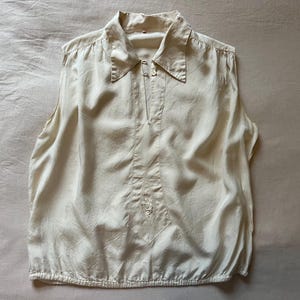 1940s Vintage Silk Sleeveless Shirt/ Blouse