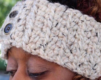 Handmade Crochet Headband | Satin Lined Ear Warmer, Acrylic Wool Blend Hair Accessory