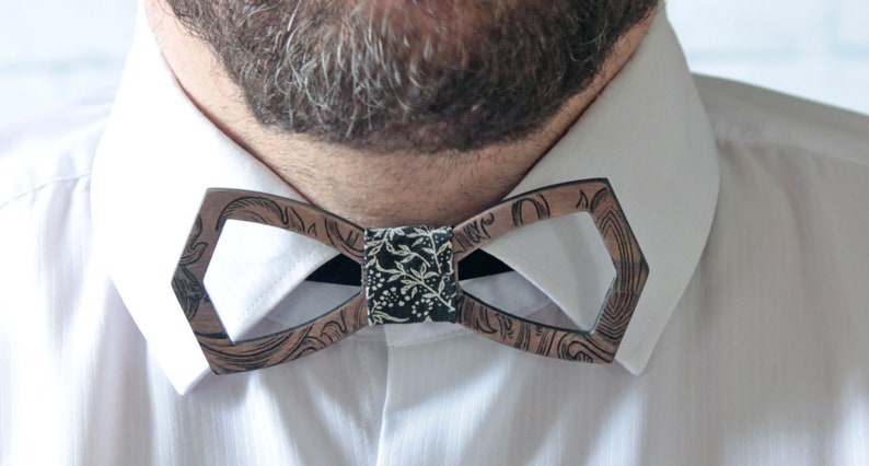 Wooden black bowtie outfit papillons men groomsman wedding handmade design unique suit style accessories gift guys natural art hands awesome