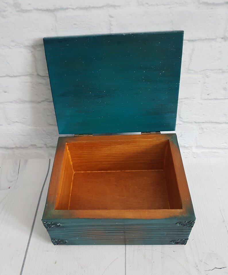 Wooden jewelry box men painted lion trinket keepsake storage organizer treasure rustic craft unique decor handmade decoupage decorative