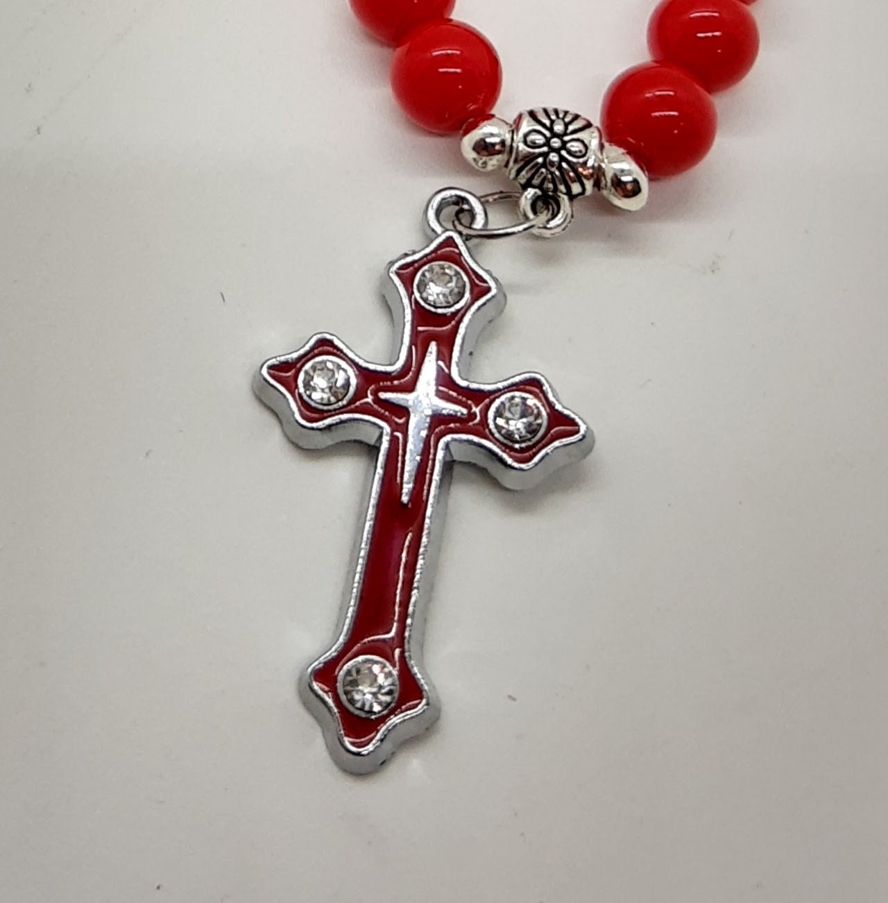 Red Cross Necklace Etsy