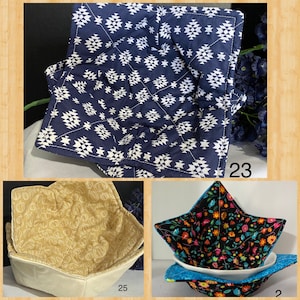 Microwaveable Bowl Cozy Set of 2 Hot or Cold Bowl Holder   Soup Holders. Reversible.