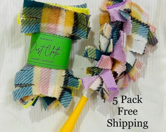 Swifter Duster 5 pack or 10 pack with handle Reusable Various Colors and patterns  of fleece and Microfiber