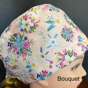 Scrub Caps,Surgical Caps ,Buttons and Sweatband Options. Medical hats for Short Hair Pixie Style. 100 percent cotton. Great nurses gifts