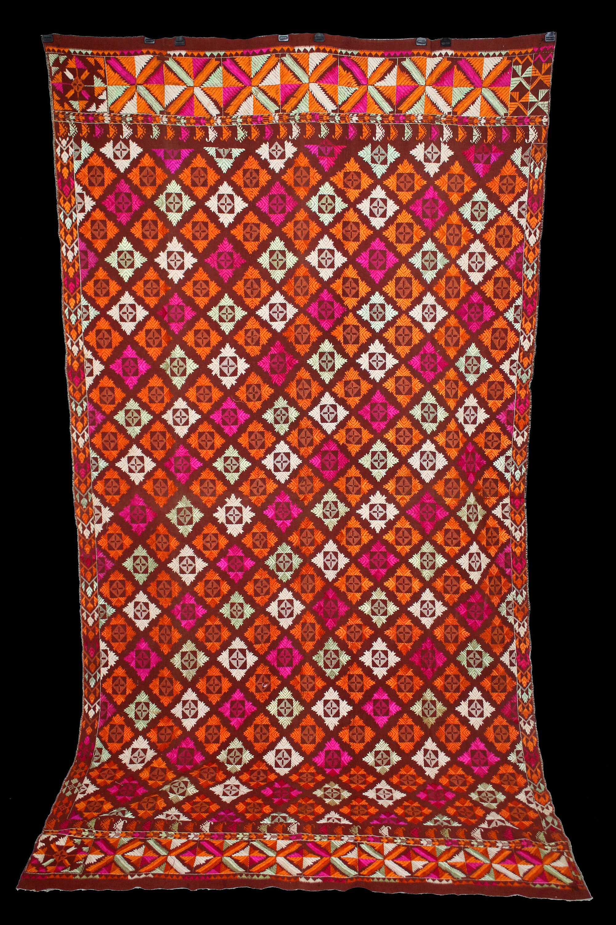 Vintage Phulkari Embroidered, Floss-Silk, Handwoven,From East Punjab.India